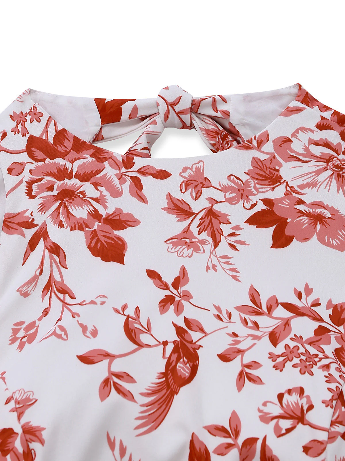 1960s Floral Print Halter Sleeveless Backless Swing Dress - Image 6