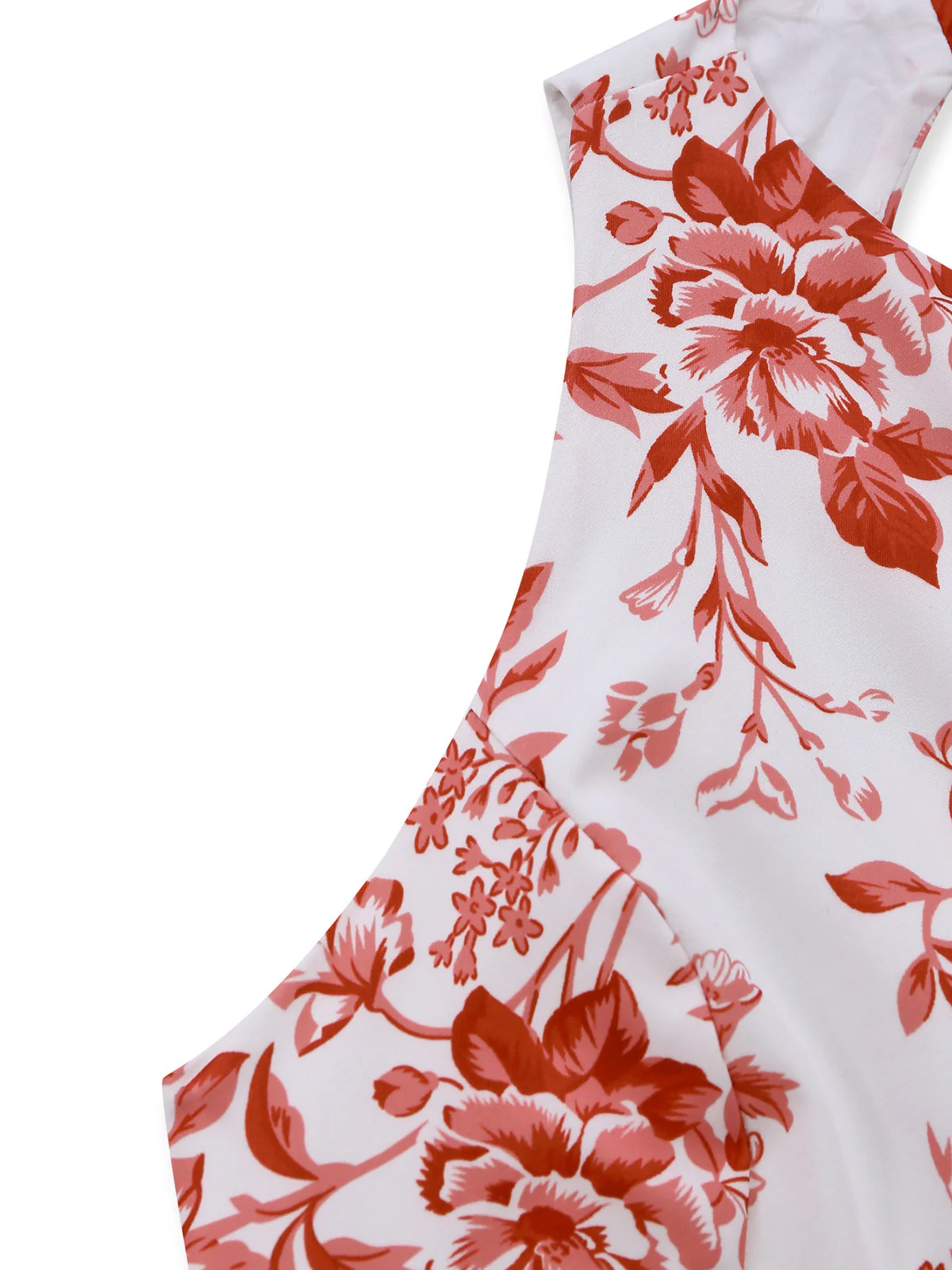 1960s Floral Print Halter Sleeveless Backless Swing Dress - Image 7