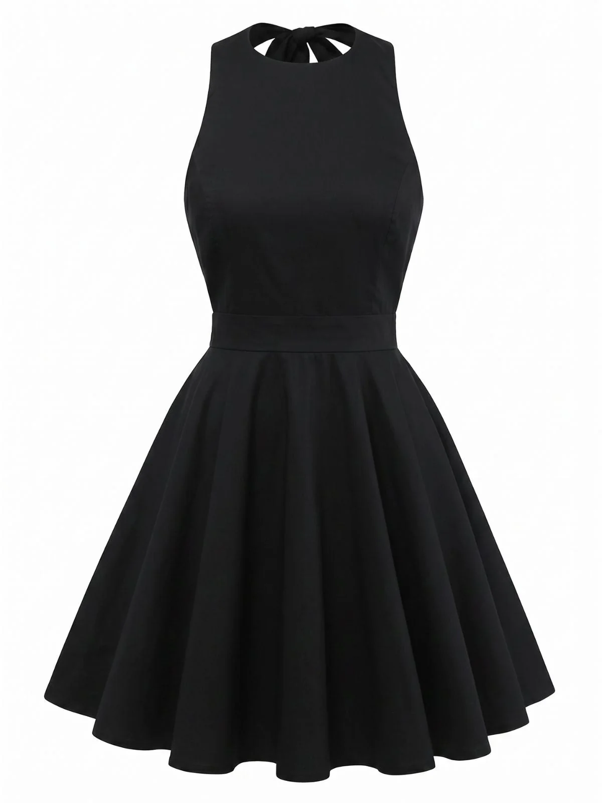 1960s Floral Print Halter Sleeveless Backless Swing Dress - Image 8