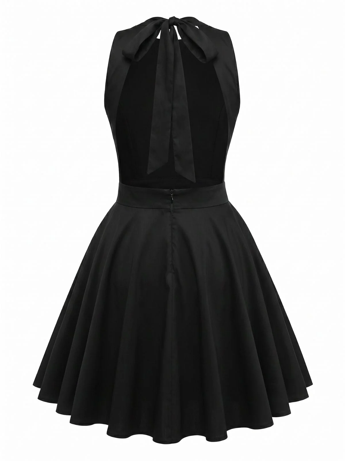 1960s Floral Print Halter Sleeveless Backless Swing Dress - Image 9