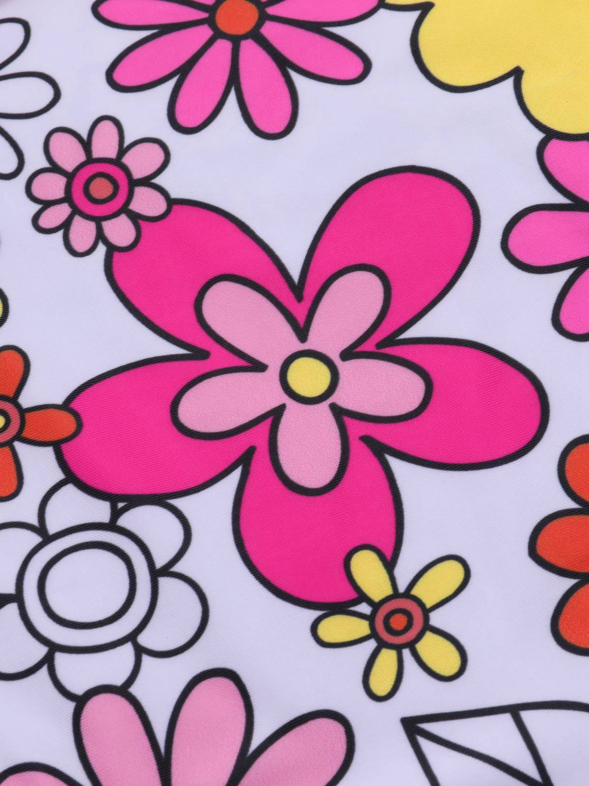 1960s Flowers Back-Cross Strap Belt Swimsuit - Image 7