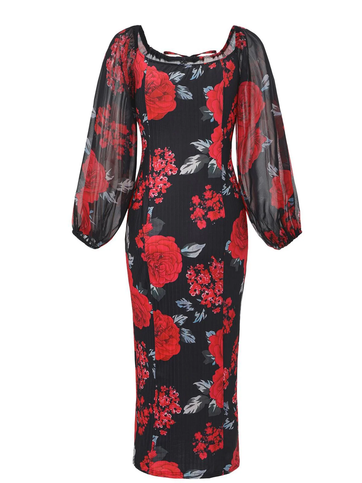 1960s French Tea Floral Off-Shoulder Bodycon Dress - Image 3