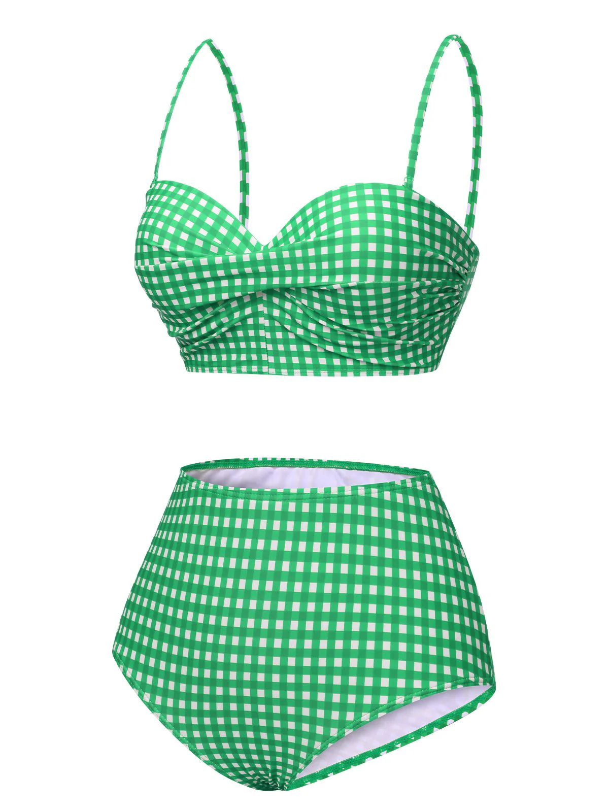 1950s Gingham Plaid Suspender Swimsuit - Image 10