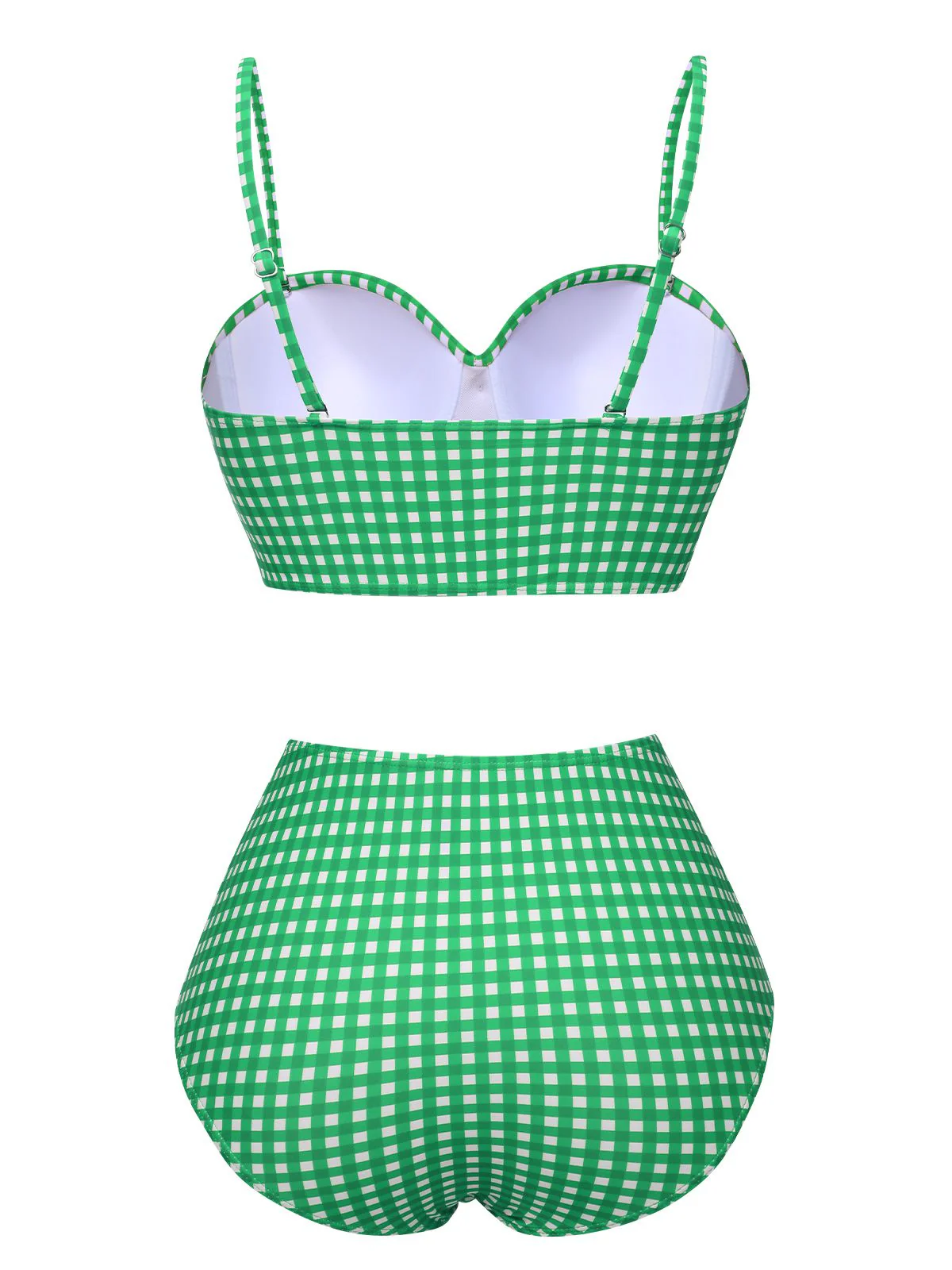 1950s Gingham Plaid Suspender Swimsuit - Image 11