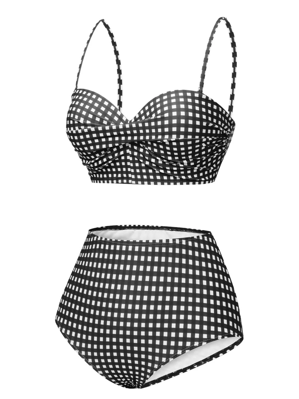1950s Gingham Plaid Suspender Swimsuit - Image 14