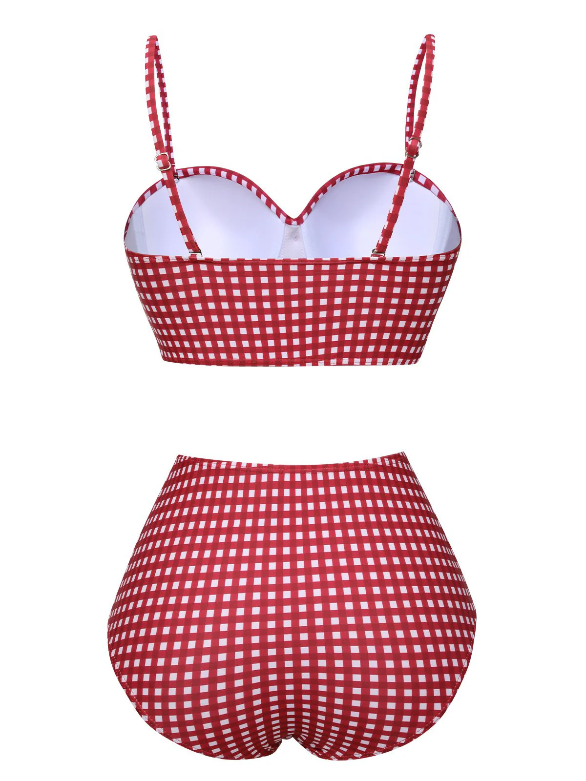 1950s Gingham Plaid Suspender Swimsuit - Image 3
