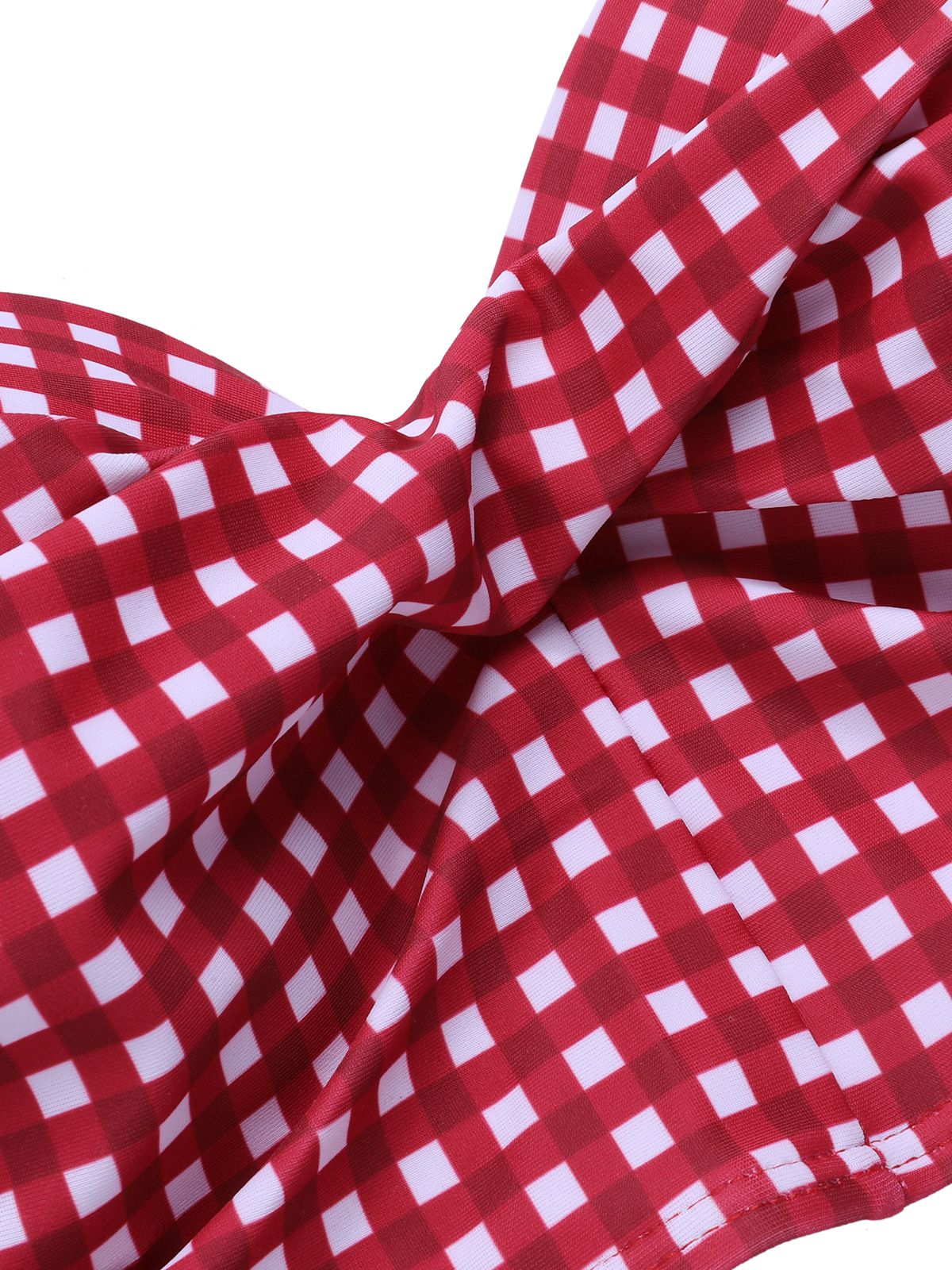 1950s Gingham Plaid Suspender Swimsuit - Image 4
