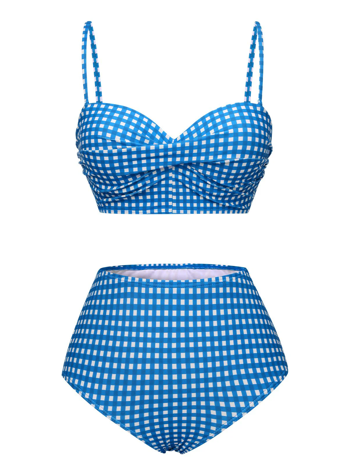 1950s Gingham Plaid Suspender Swimsuit - Image 5