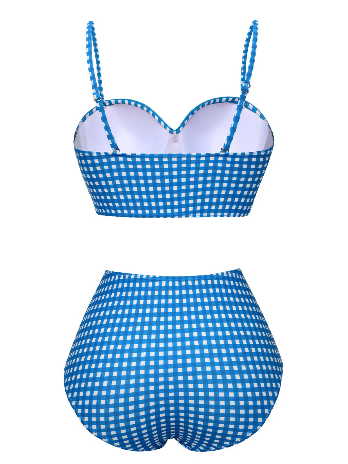 1950s Gingham Plaid Suspender Swimsuit - Image 7