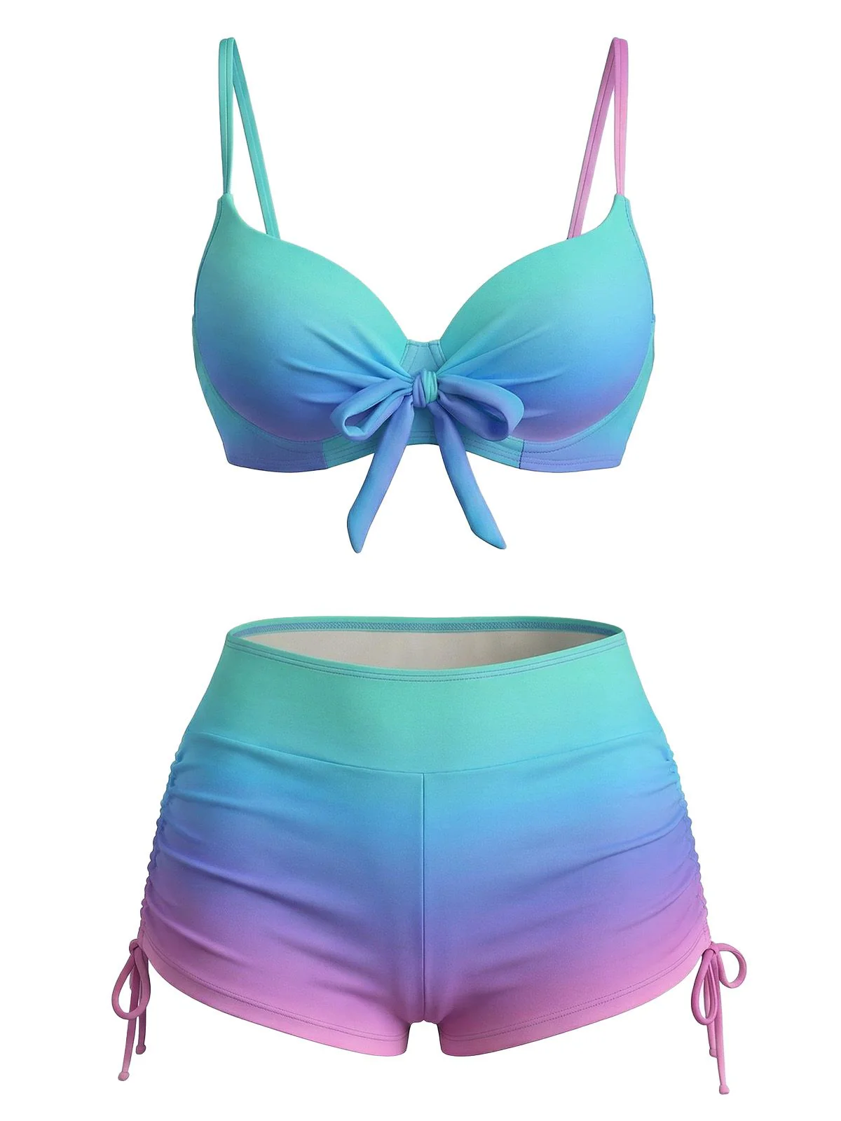 1960s Gradient Lace-Up Trunks Bikini Set - Image 2
