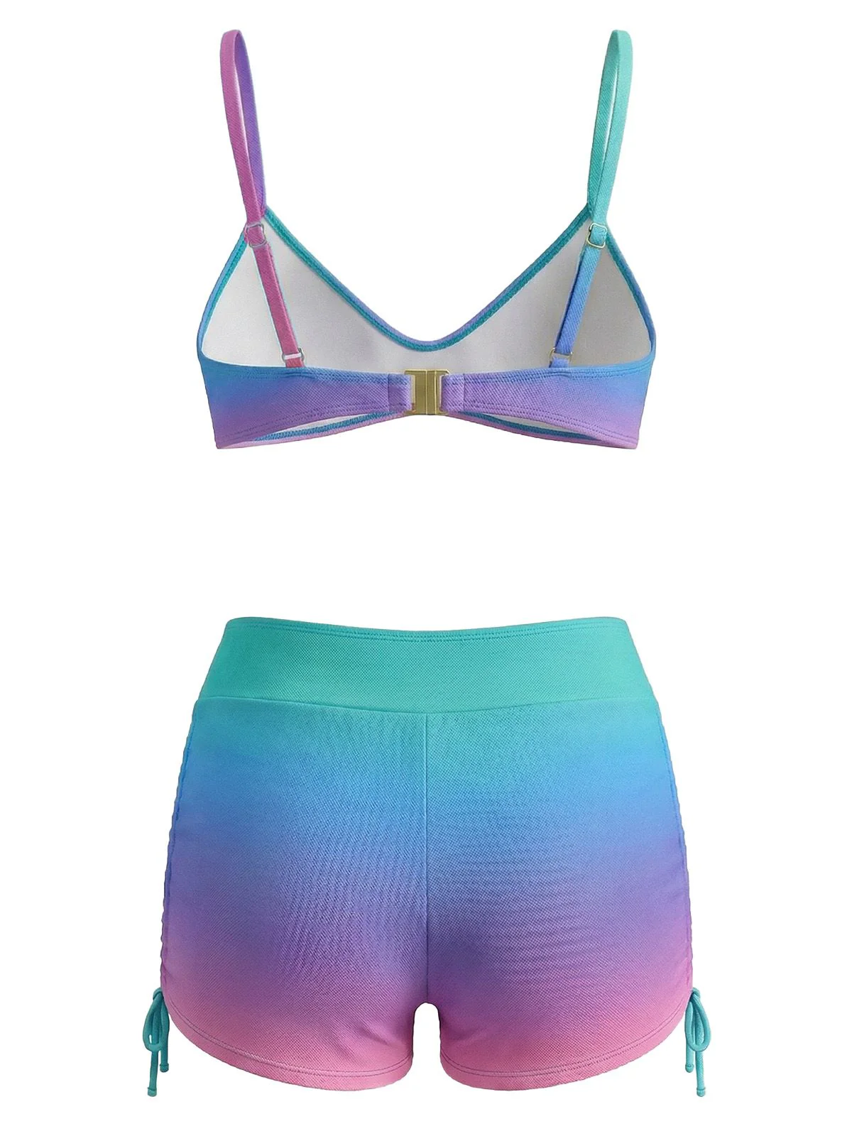 1960s Gradient Lace-Up Trunks Bikini Set - Image 3