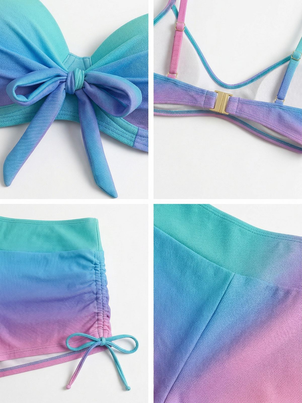 1960s Gradient Lace-Up Trunks Bikini Set - Image 4