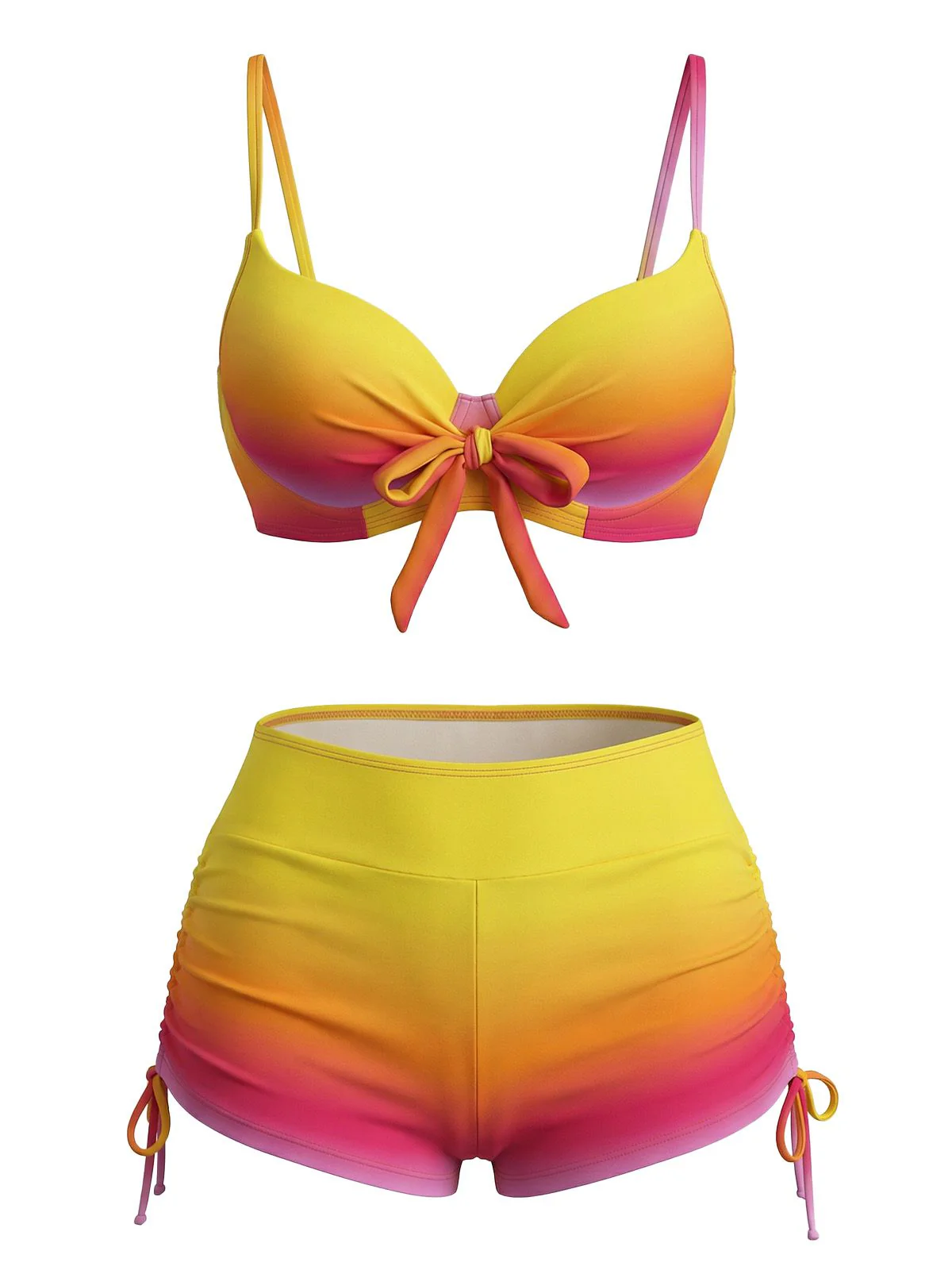 1960s Gradient Lace-Up Trunks Bikini Set - Image 5