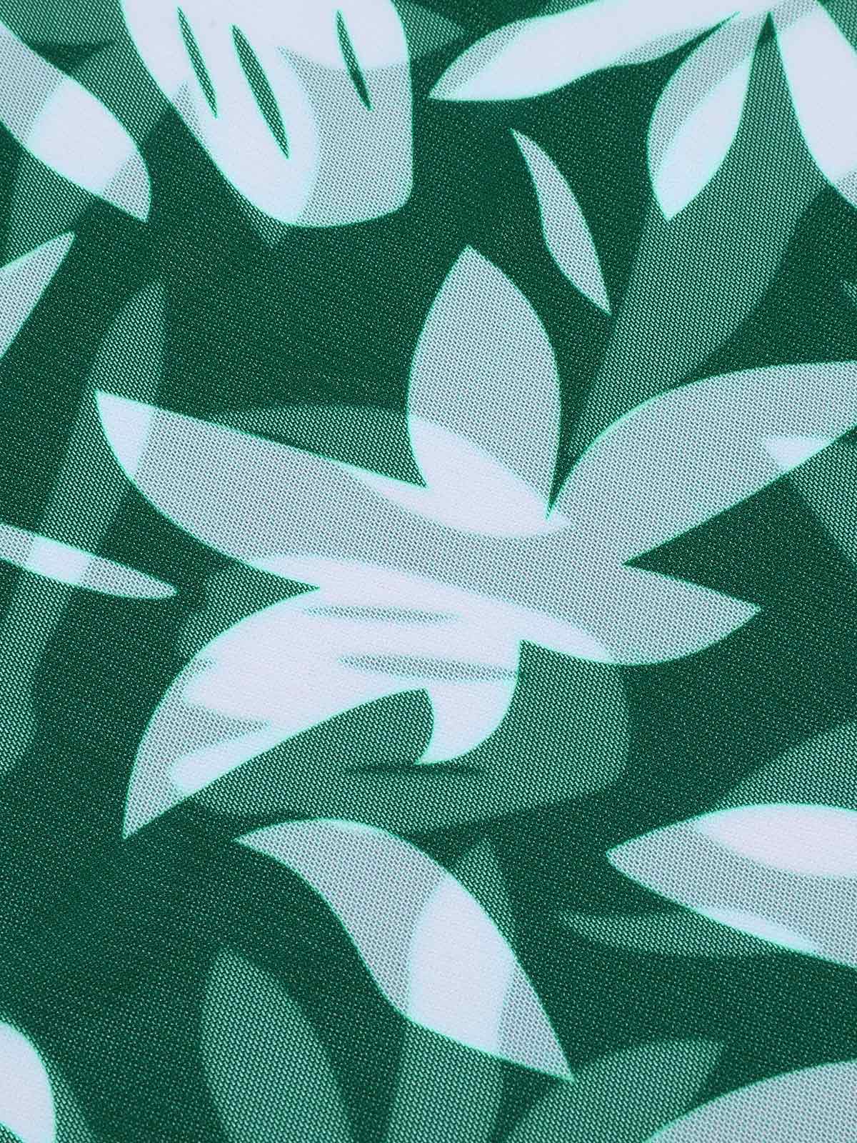 1960s Green Leaf Sleeveless Camisole Strap Swimsuit - Image 9