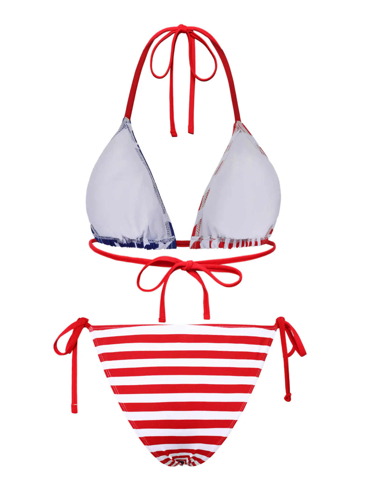 1960s Halter Contrast Stripes Stars Bikini - Image 4
