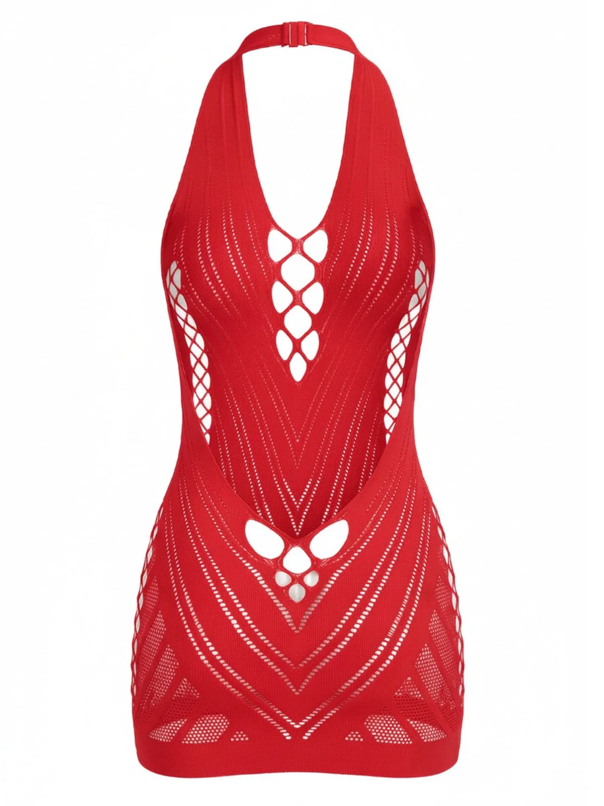 1960s Halter Fishnet Cutout Bodycon Mini Swimsuit Cover-Up - Image 10