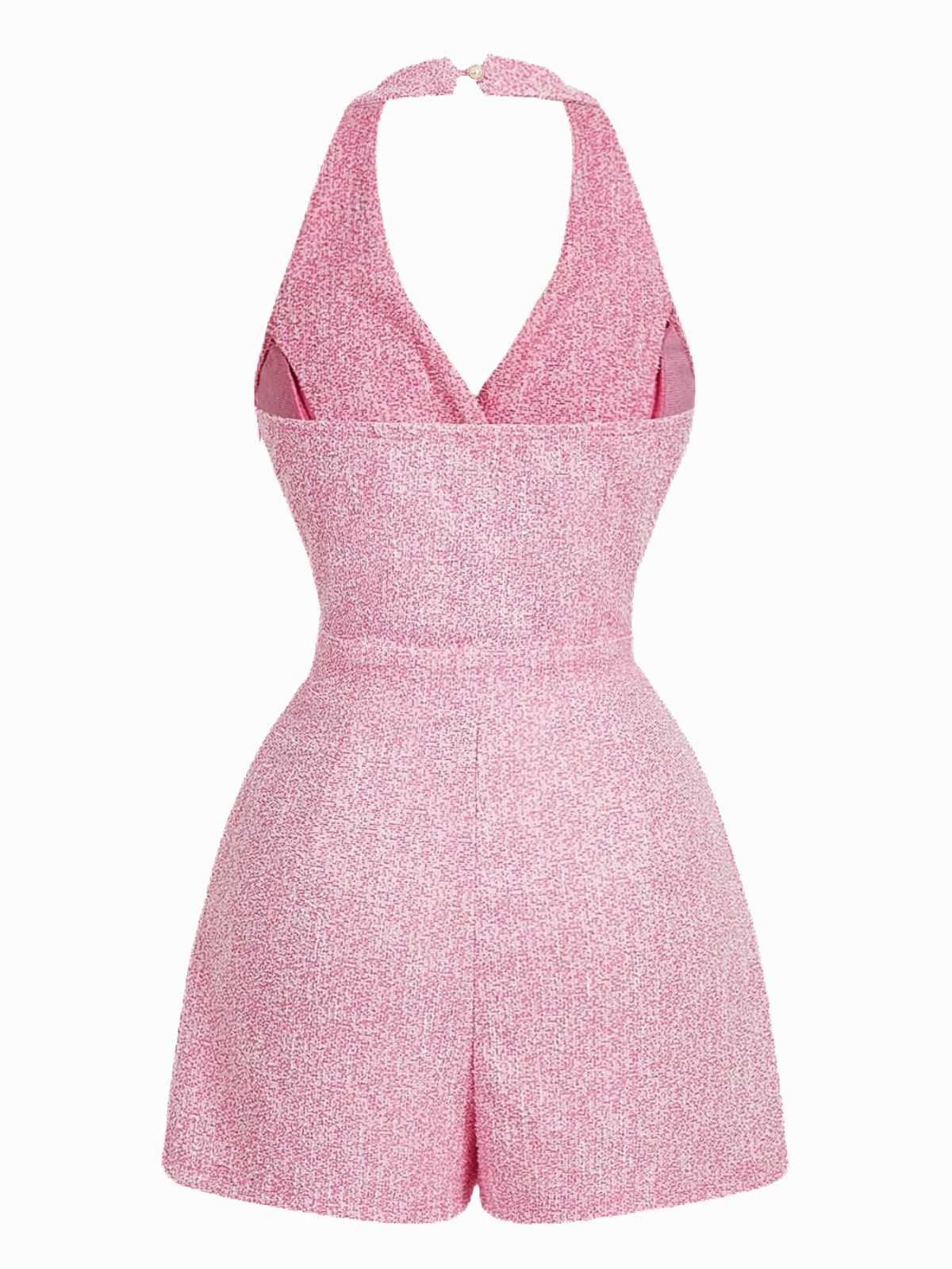 1960s Halter Pearl Button Solid Romper - Image 2