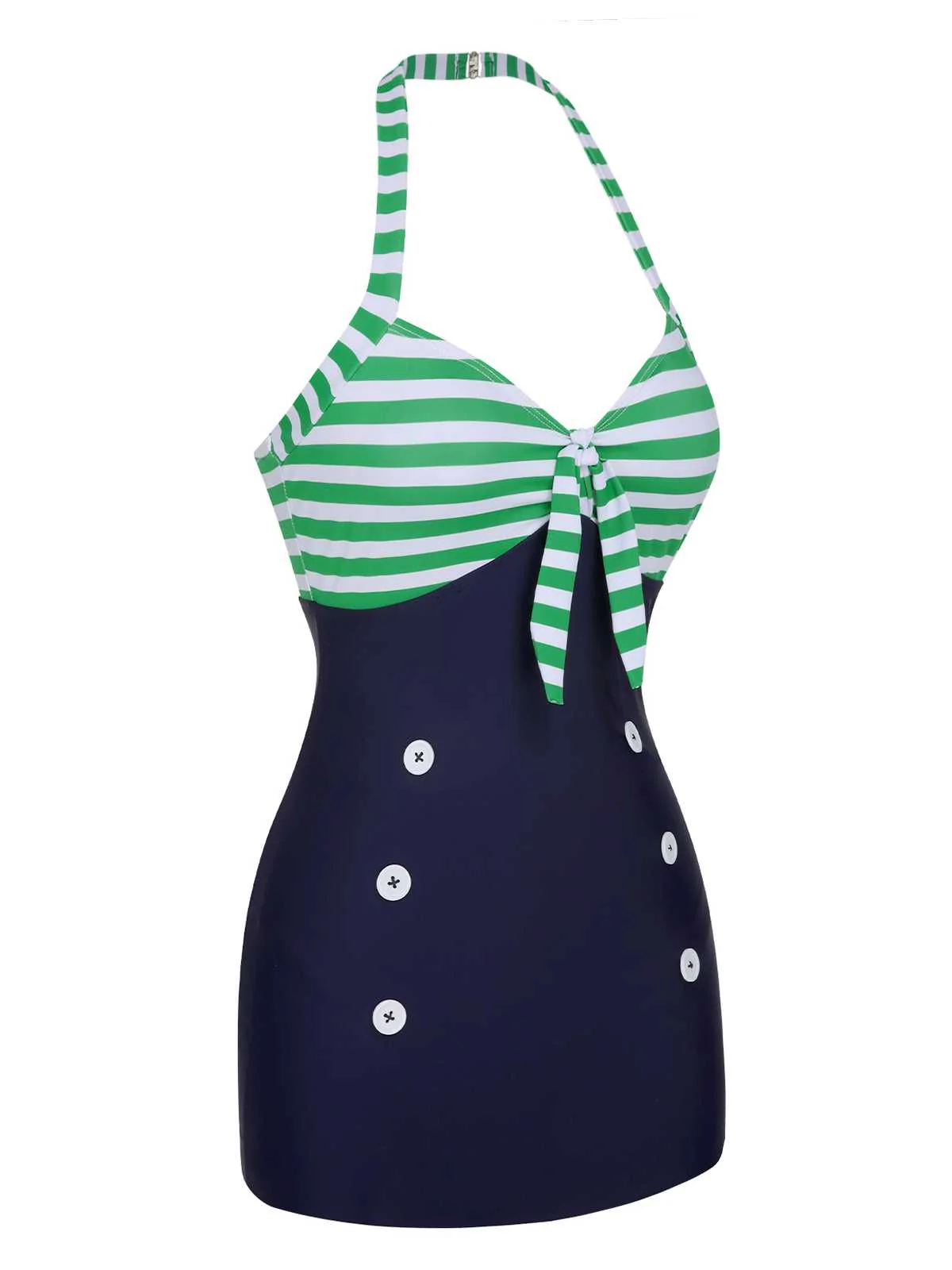 1960s Halter Strips Buttoned One-Piece Swimsuit - Image 3