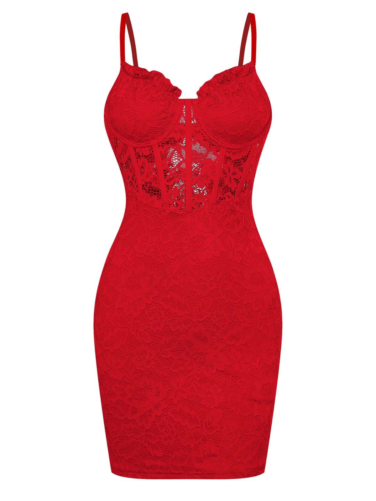 1960s Lace Suspender Corset Bodycon Dress - Image 5