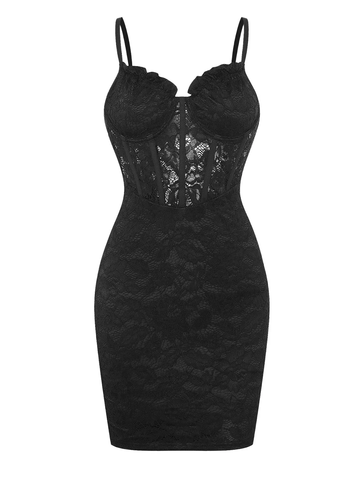 1960s Lace Suspender Corset Bodycon Dress - Image 9
