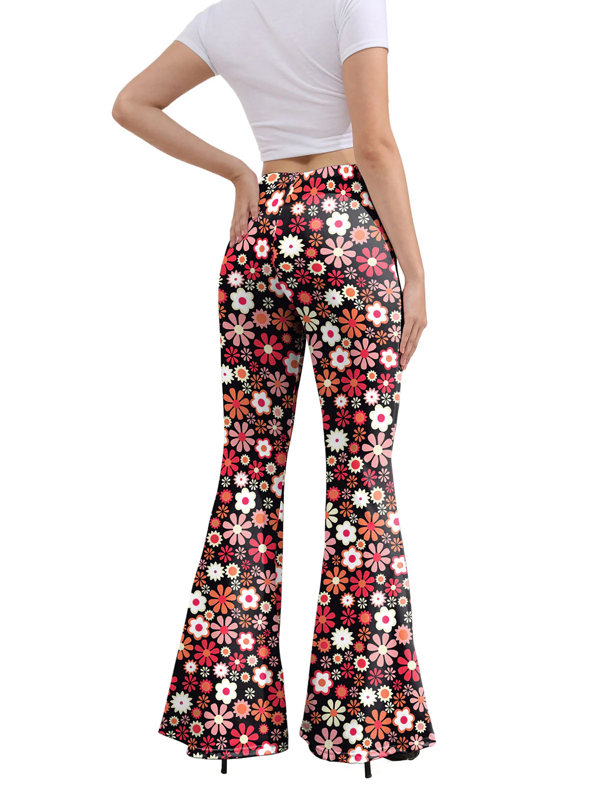 1960s High Waist Floral Flare Pants - Image 6