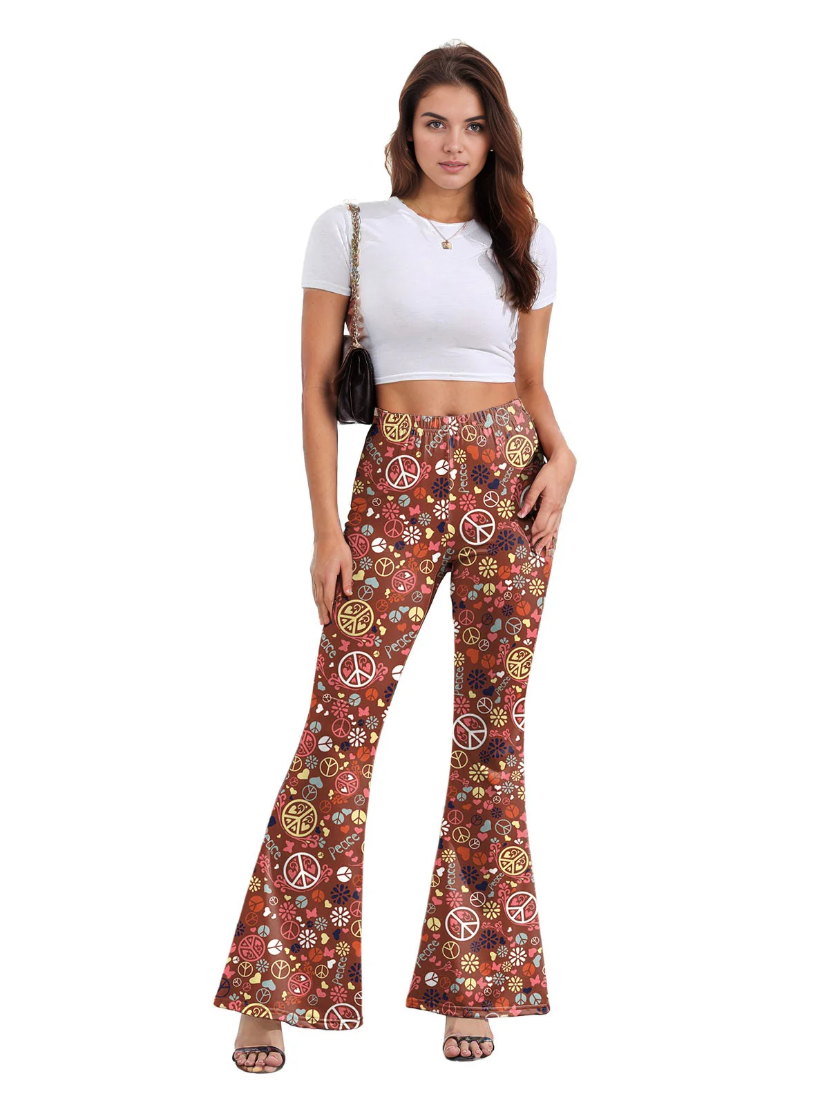 1960s High Waist Floral Flare Pants - Image 7
