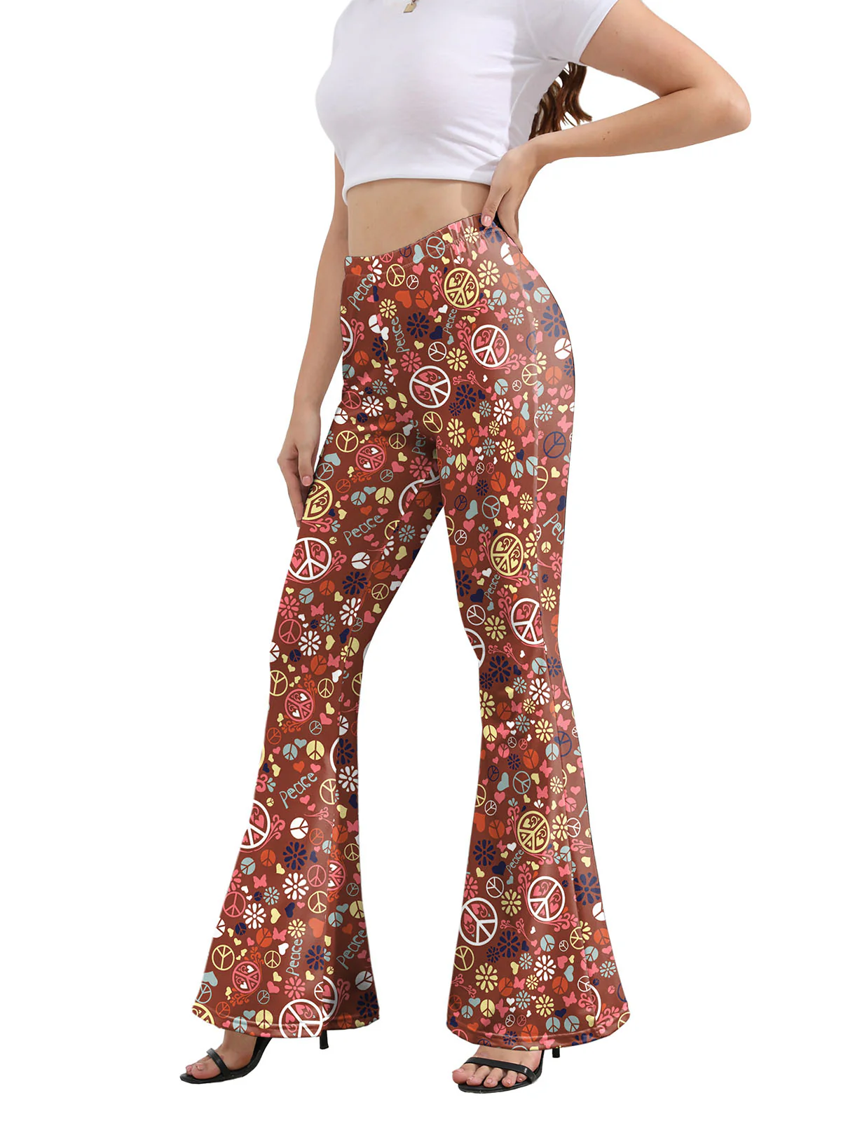 1960s High Waist Floral Flare Pants - Image 8