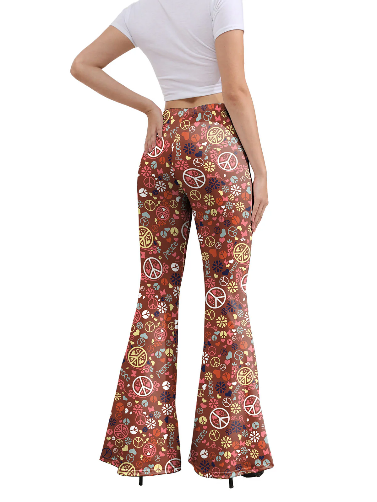 1960s High Waist Floral Flare Pants - Image 9