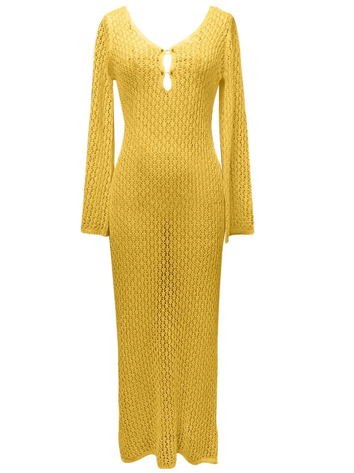 1960s Hollow Knitted Maxi Dress Cover-Up - Image 5