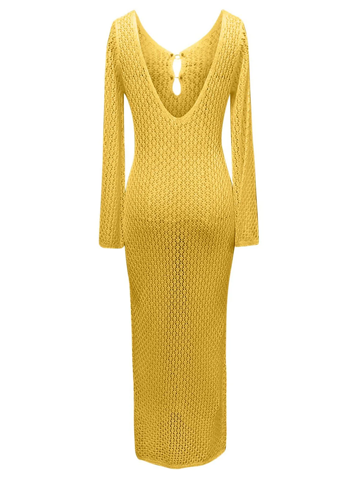 1960s Hollow Knitted Maxi Dress Cover-Up - Image 8