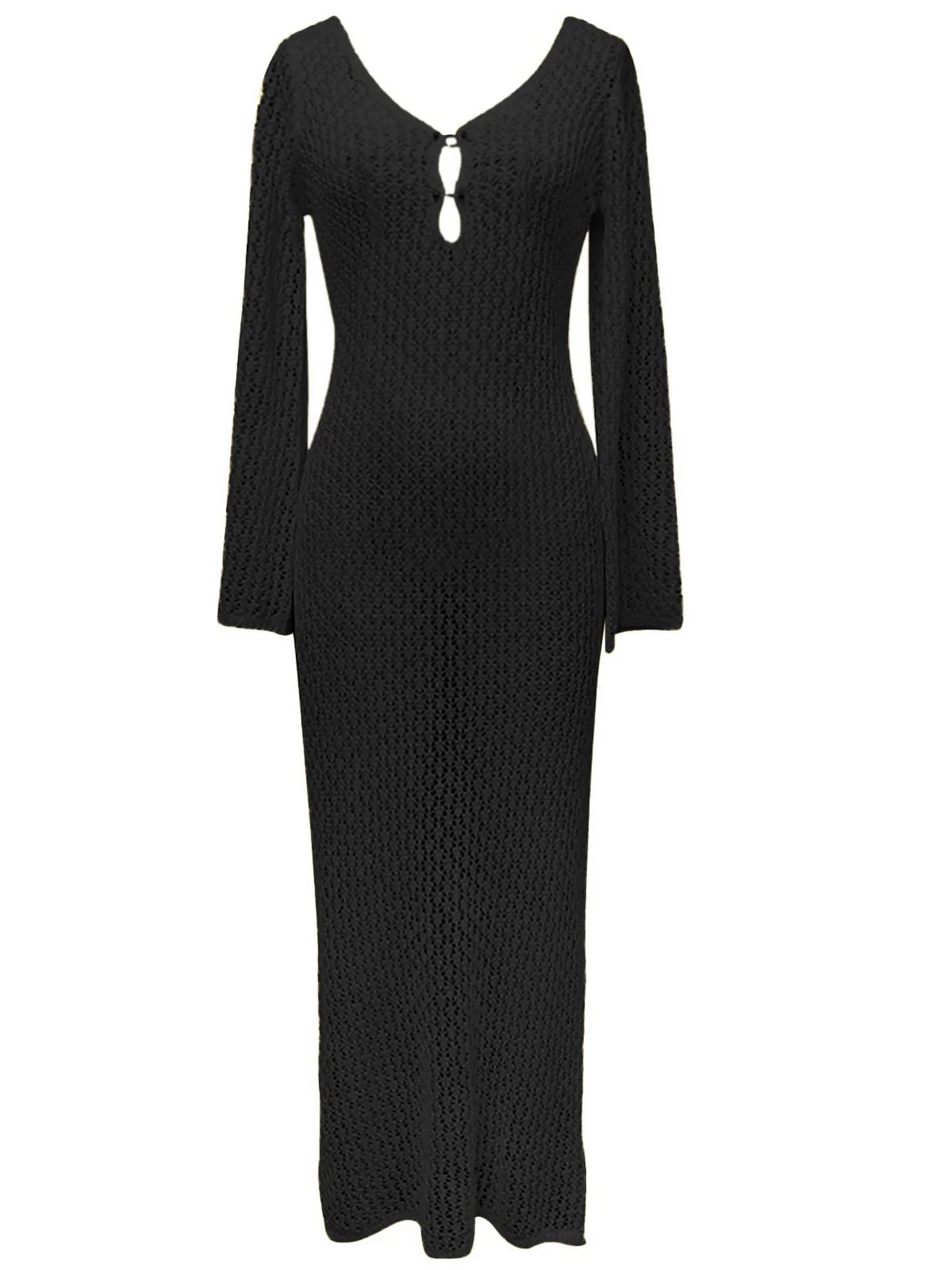 1960s Hollow Knitted Maxi Dress Cover-Up - Image 9