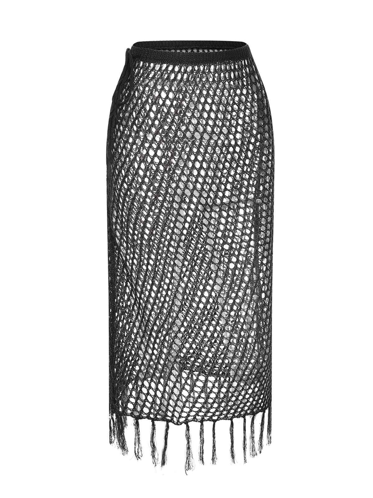 1960s Hook Pattern Hollow Fringed Cover Up - Image 2