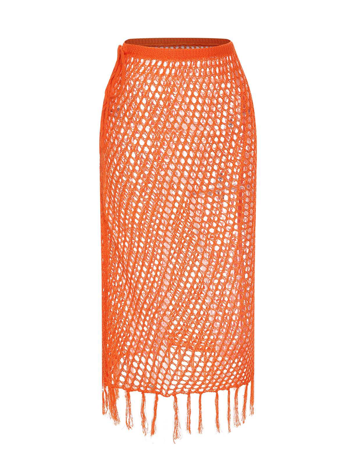 1960s Hook Pattern Hollow Fringed Cover Up - Image 3