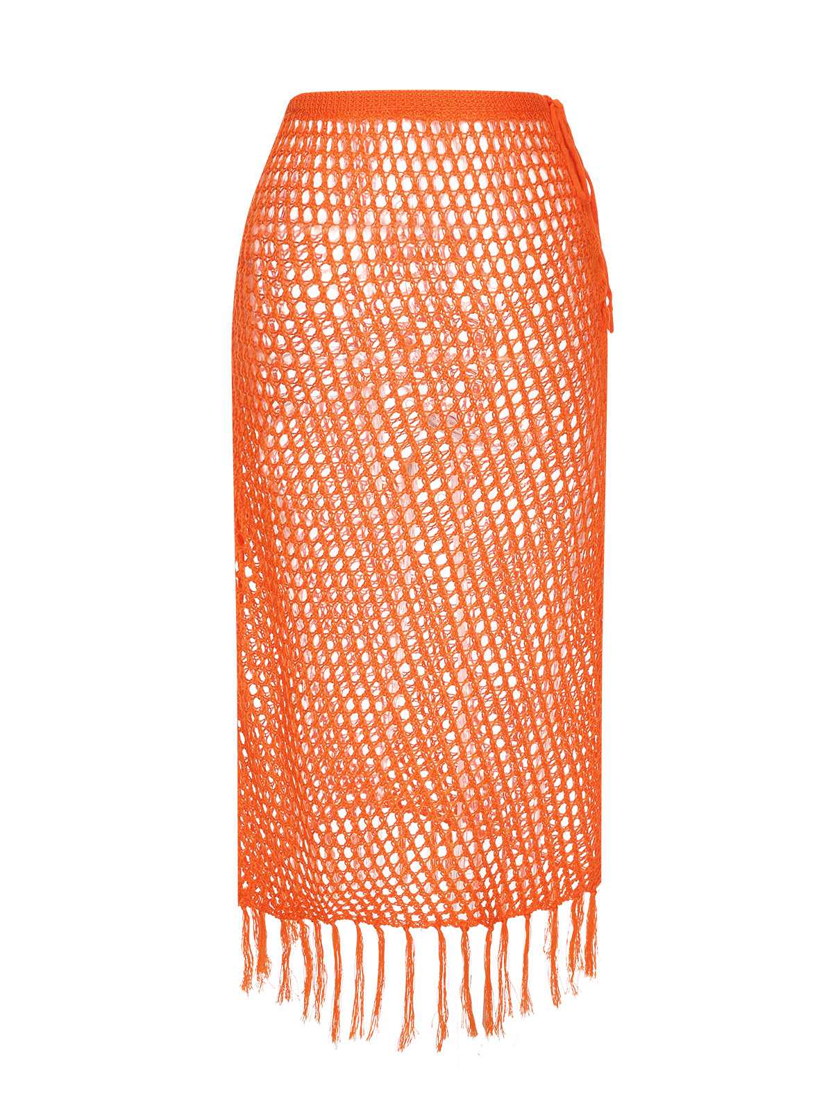 1960s Hook Pattern Hollow Fringed Cover Up - Image 4