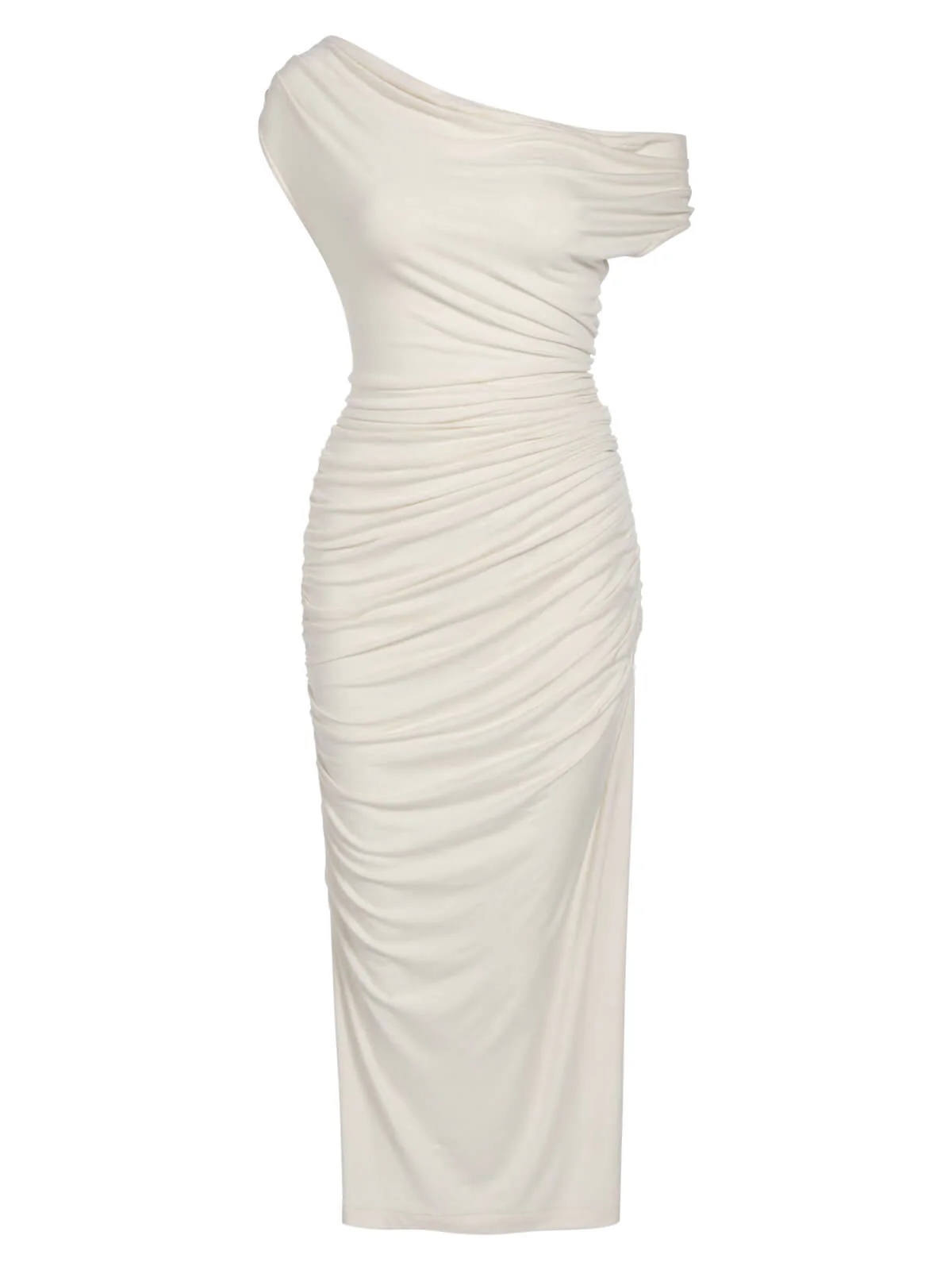 Ivory 1960s Cap Sleeve Slim Pleated Dress - Image 4