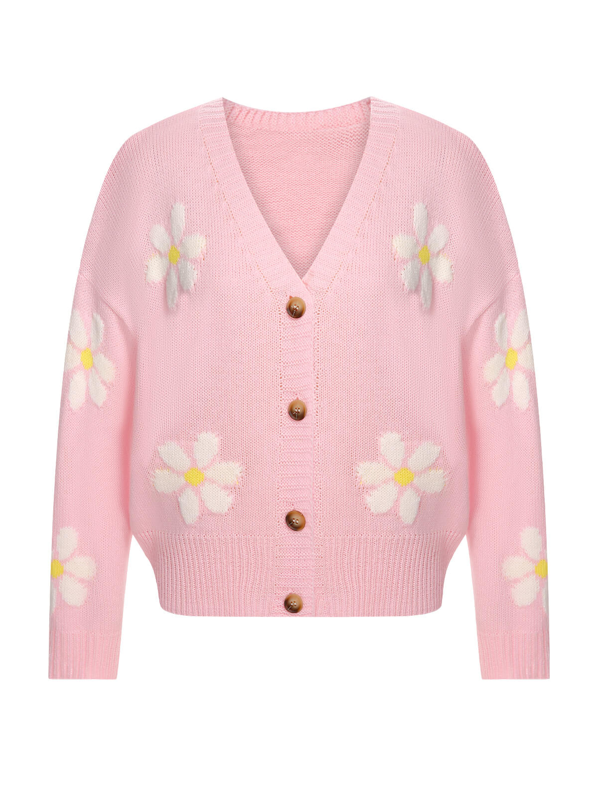 1960s Jacquard Floral Knitted Cardigan - Image 3
