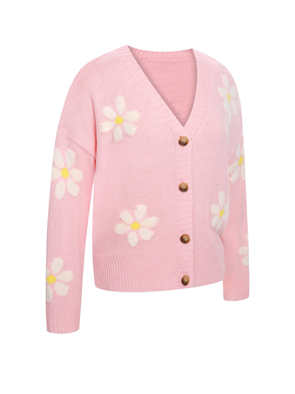 1960s Jacquard Floral Knitted Cardigan - Image 4