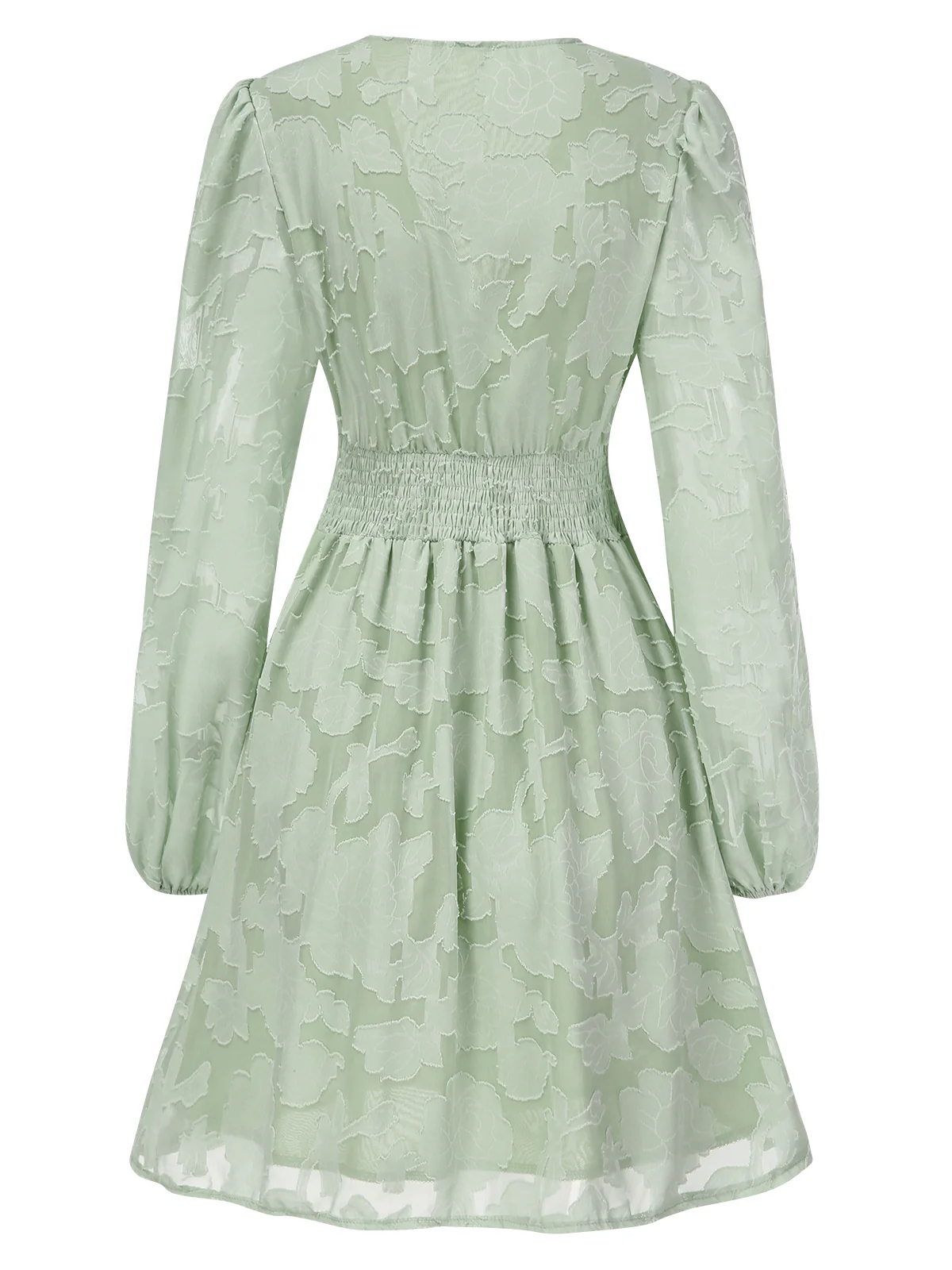 1960s Jaquard Floral Deep V-Neck Skater Dress - Image 3