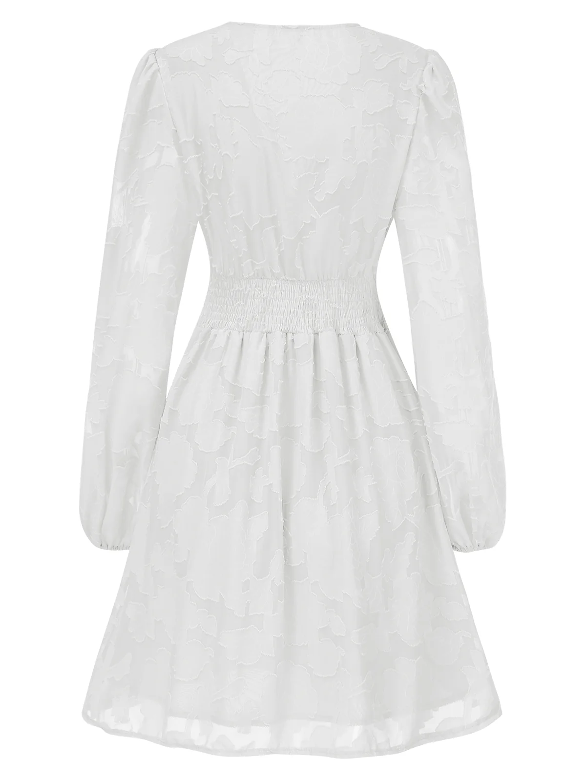 1960s Jaquard Floral Deep V-Neck Skater Dress - Image 6