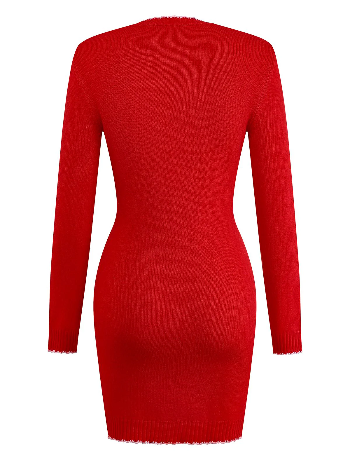 1960s Knit Heart Pattern Long Sleeve Dress - Image 2