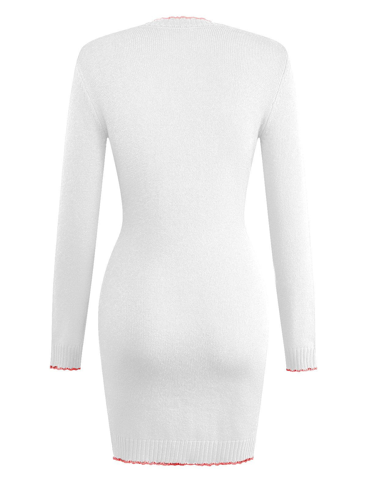 1960s Knit Heart Pattern Long Sleeve Dress - Image 8