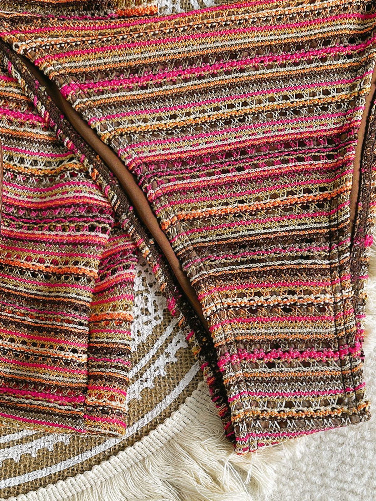 1960s Knitted Striped Halter Triangle Bikini Set - Image 4