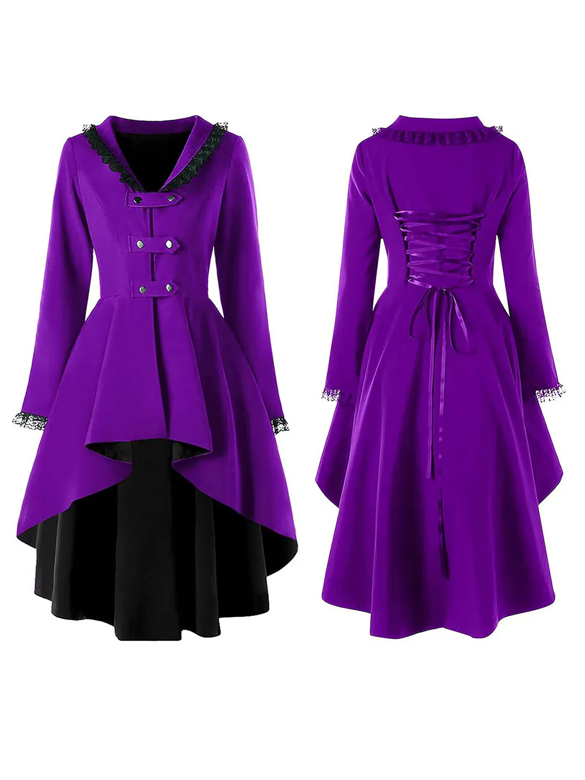 1960s Lace Buttoned Irregular Hem Coat - Image 3