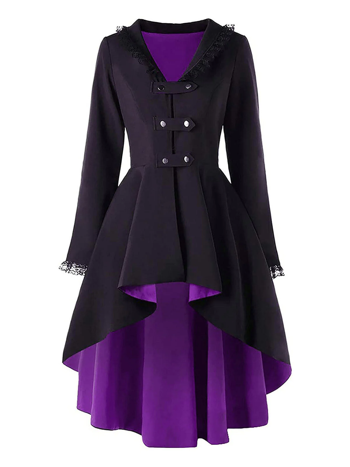 1960s Lace Buttoned Irregular Hem Coat - Image 4