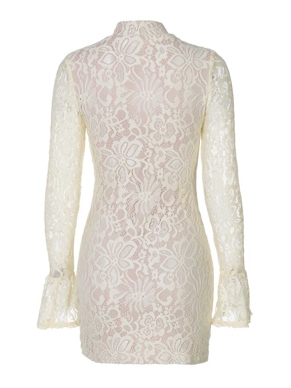 1960s Lace Cutout Bell Sleeves Bodycon Dress - Image 6