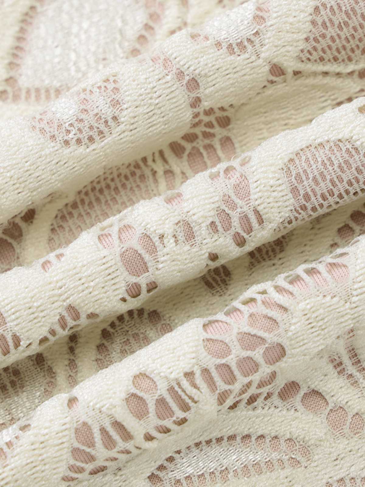 1960s Lace Cutout Bell Sleeves Bodycon Dress - Image 8