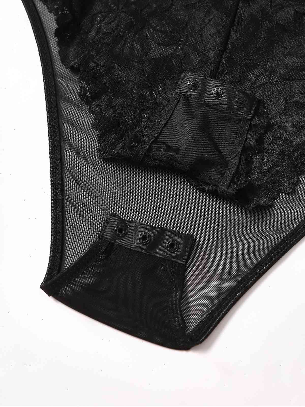 1960s Lace Spaghetti Straps Corset Bodysuit - Image 4