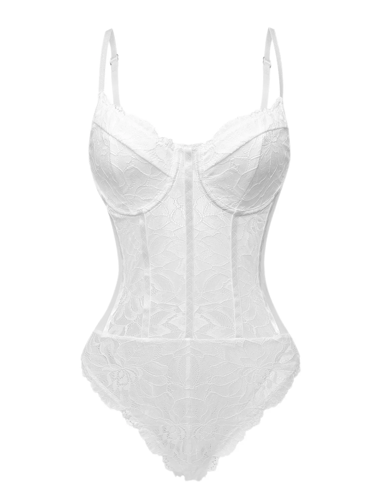 1960s Lace Spaghetti Straps Corset Bodysuit - Image 5