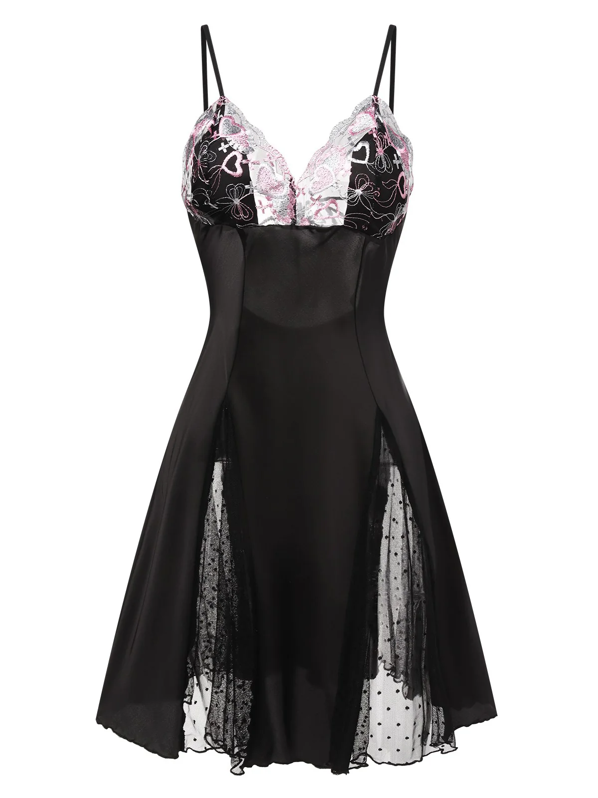 1960s Lace Spaghetti Straps Satin Nightgown - Image 2