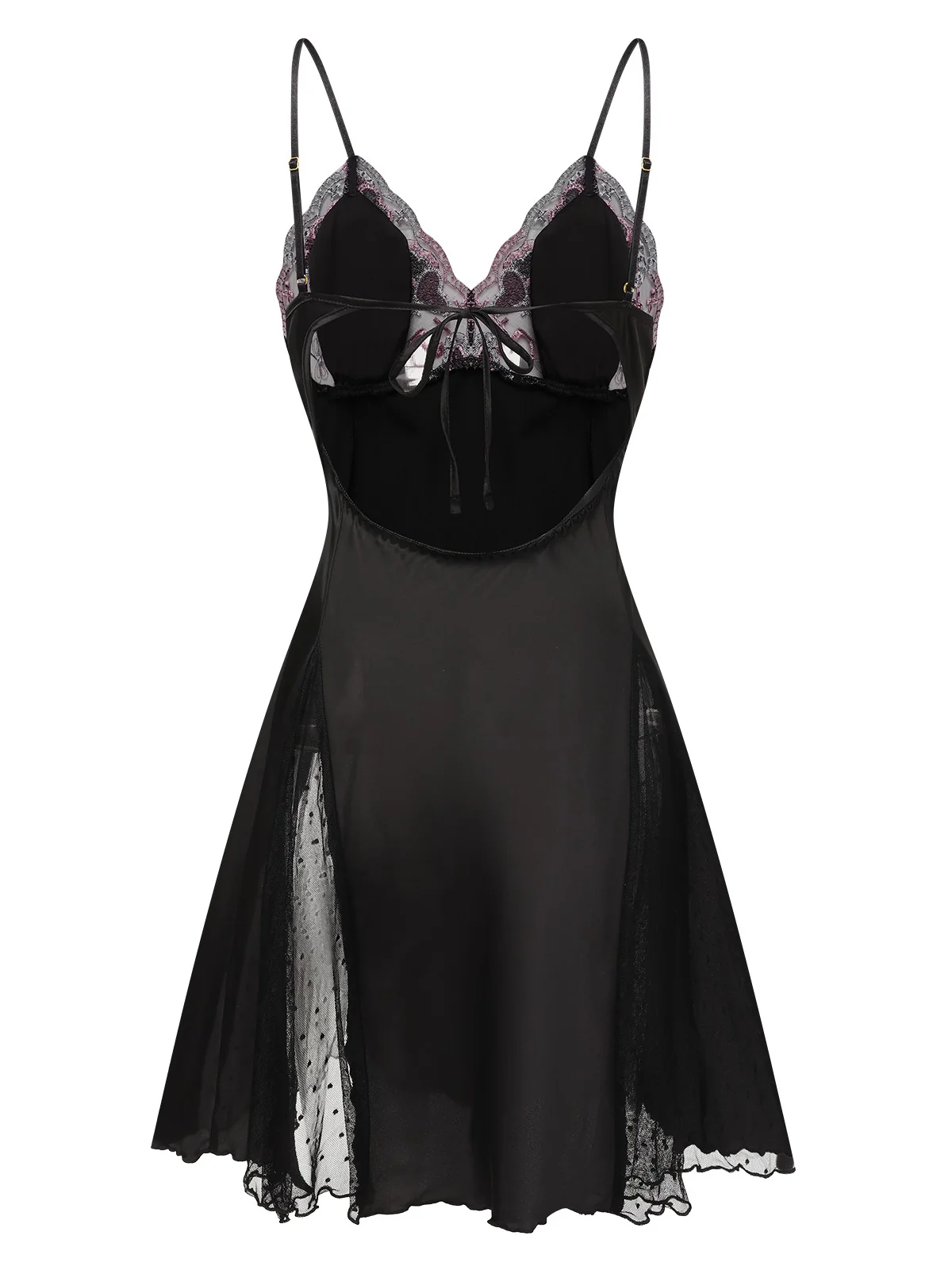 1960s Lace Spaghetti Straps Satin Nightgown - Image 4